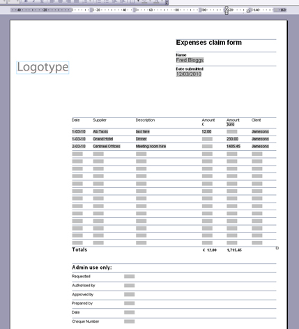Expenses form